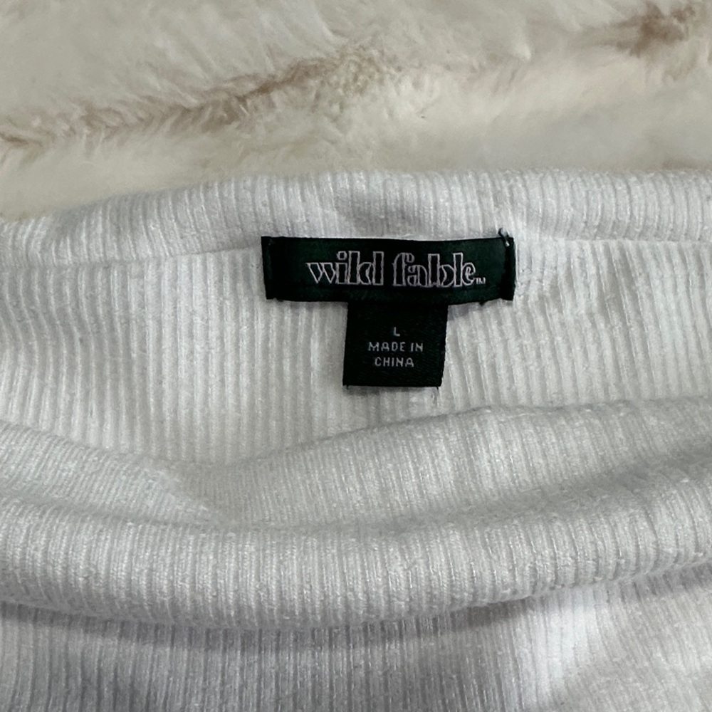 Wild Fable White Fold Over Ribbed Lounge Pants - Picture 4 of 7